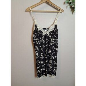 Studio Donatella Black & White Floral Baby Doll Chemise Nightie L